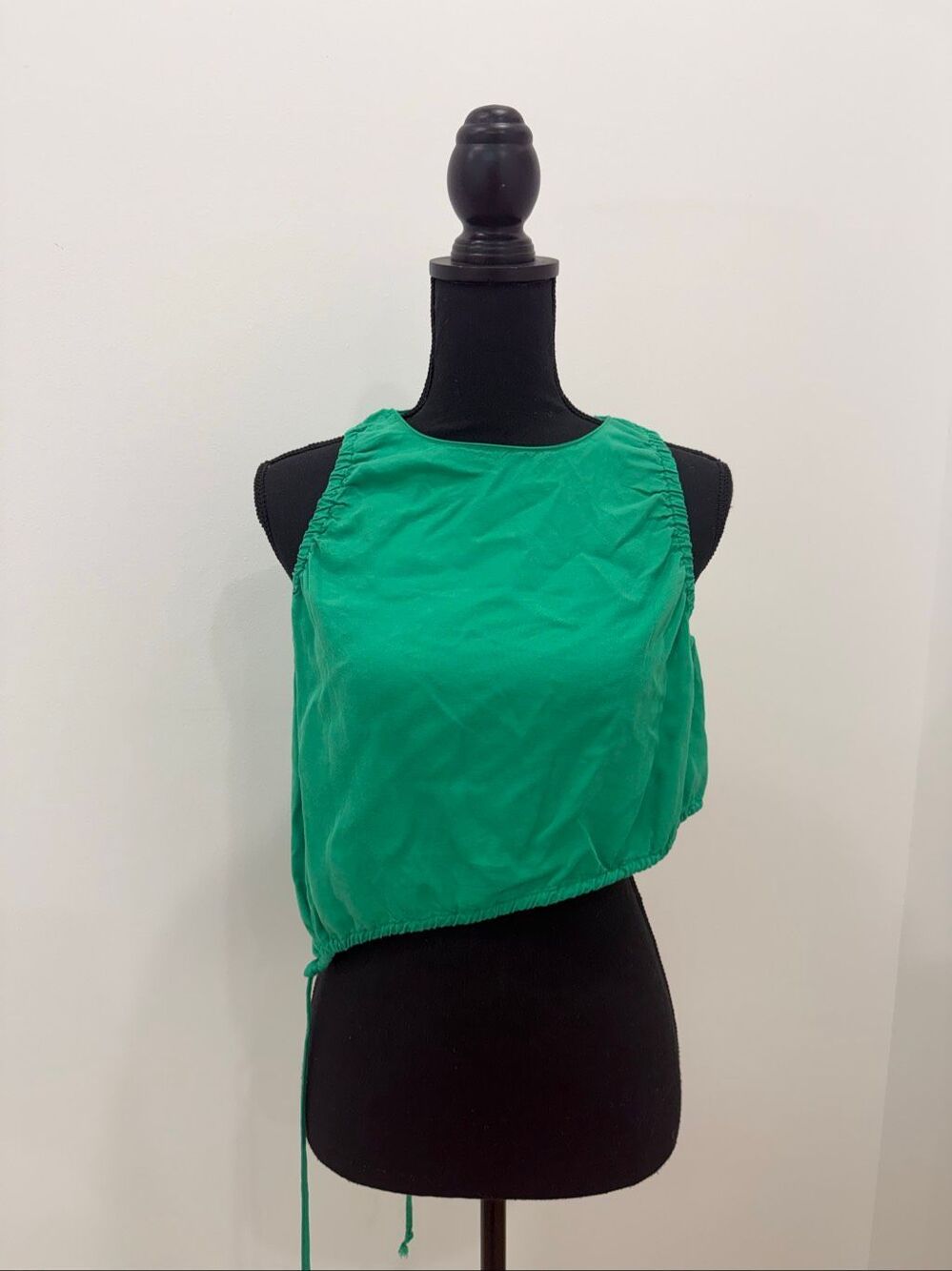 Zara NWT Green Ruched Side Tie Crop Top Size L